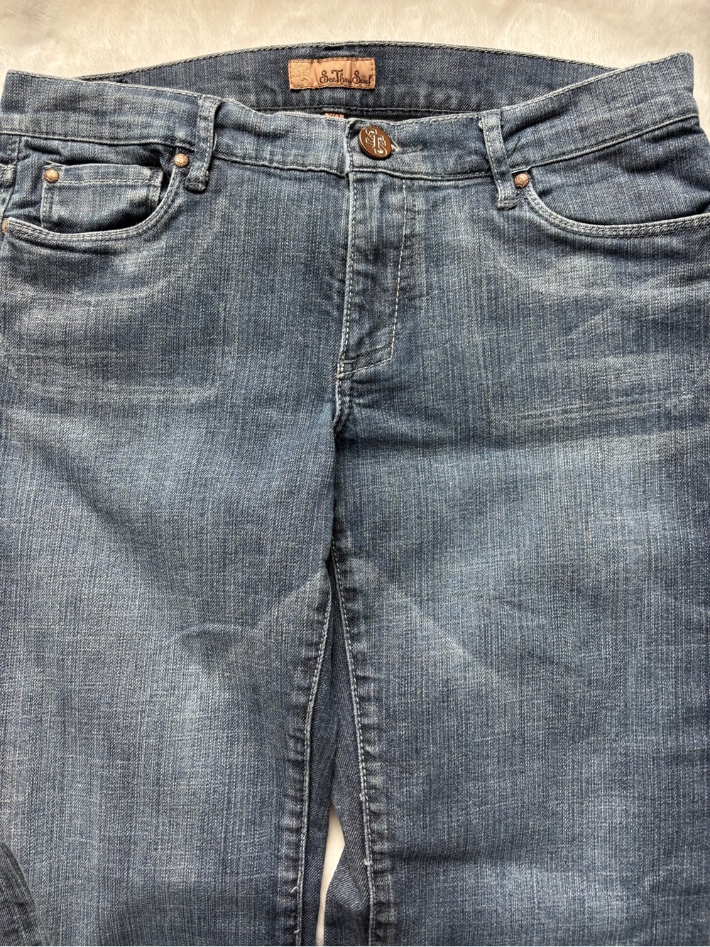 See Thru Soul Women's Light-Mid Wash Blue Skinny Jeans